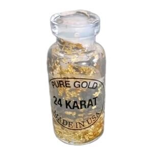 24 Karat Pure Gold in a Vial with Liquid Souvenir MINITURE BOTTLE GLASS